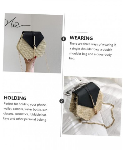 2 Pcs Straw Woven Bag Shoulder Bag Handle Miss Handbag Polyester Black $11.03 Crossbody Bags