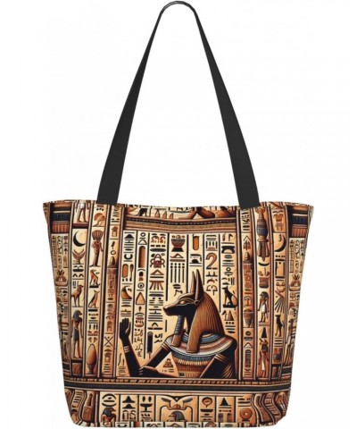 Women Shoulder Bag Egyptian-Hieroglyphs-Symbols Foldable Tote Bag With Zipper Closure Casual Shopping Purse Daily Bag $17.29 ...