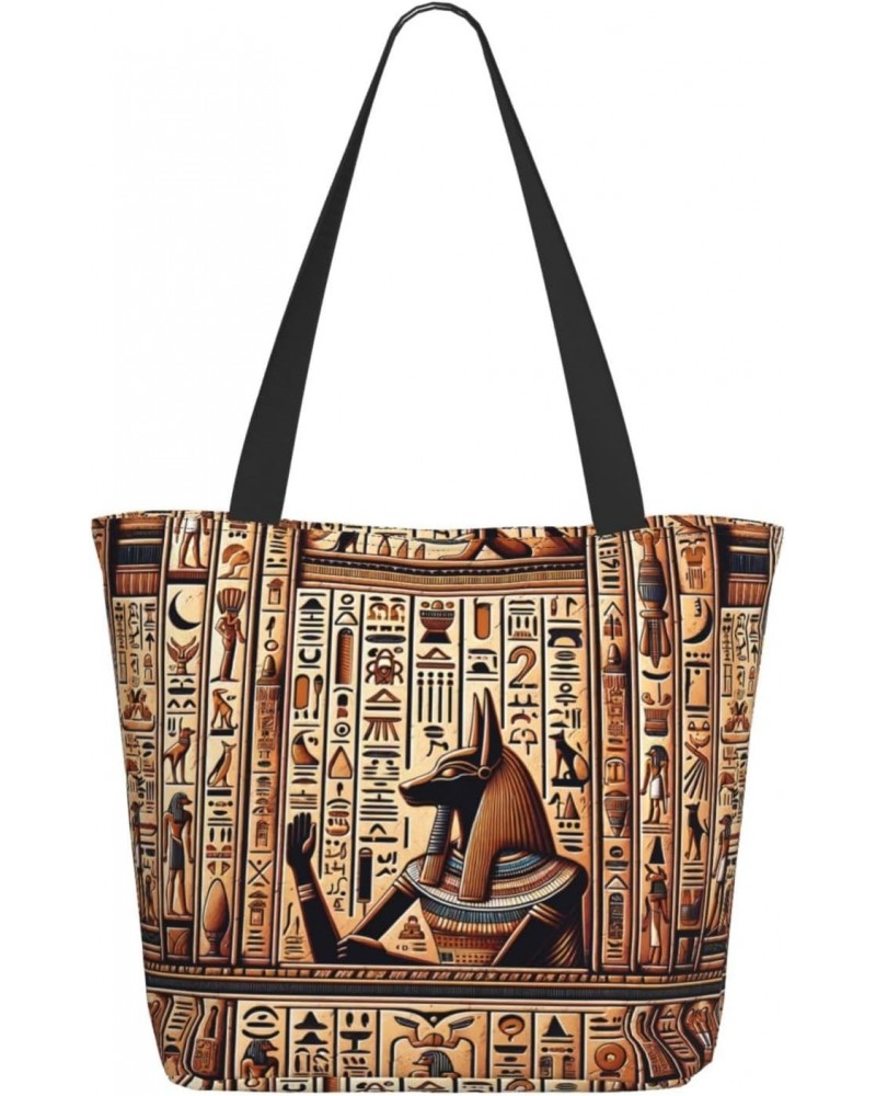 Women Shoulder Bag Egyptian-Hieroglyphs-Symbols Foldable Tote Bag With Zipper Closure Casual Shopping Purse Daily Bag $17.29 ...