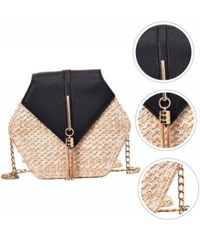 2 Pcs Straw Woven Bag Shoulder Bag Handle Miss Handbag Polyester Black $11.03 Crossbody Bags