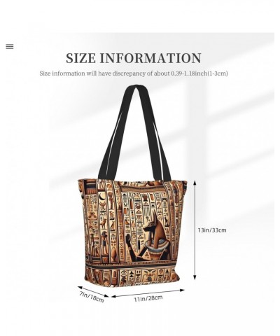 Women Shoulder Bag Egyptian-Hieroglyphs-Symbols Foldable Tote Bag With Zipper Closure Casual Shopping Purse Daily Bag $17.29 ...