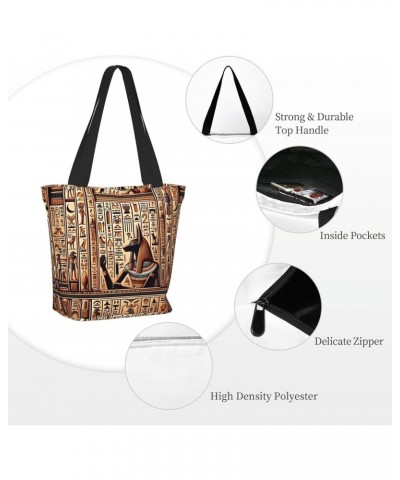 Women Shoulder Bag Egyptian-Hieroglyphs-Symbols Foldable Tote Bag With Zipper Closure Casual Shopping Purse Daily Bag $17.29 ...