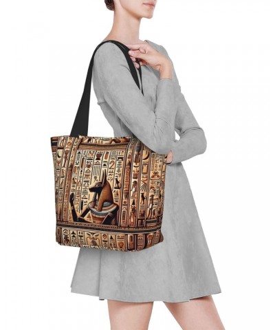 Women Shoulder Bag Egyptian-Hieroglyphs-Symbols Foldable Tote Bag With Zipper Closure Casual Shopping Purse Daily Bag $17.29 ...