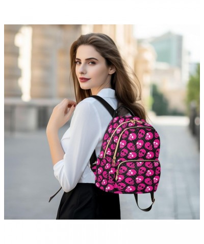 Pink Skulls Fashion Backpack Purse for Women Multipurpose Casual Daypack with Multi Pockets & Secured Zipper Anti-Theft Rucks...