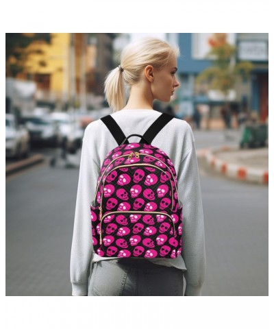 Pink Skulls Fashion Backpack Purse for Women Multipurpose Casual Daypack with Multi Pockets & Secured Zipper Anti-Theft Rucks...