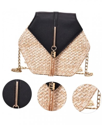 2 Pcs Straw Woven Bag Shoulder Bag Handle Miss Handbag Polyester Black $11.03 Crossbody Bags