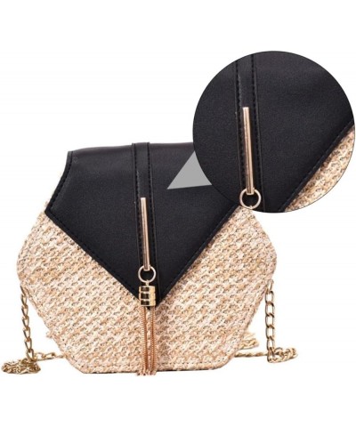 2 Pcs Straw Woven Bag Shoulder Bag Handle Miss Handbag Polyester Black $11.03 Crossbody Bags