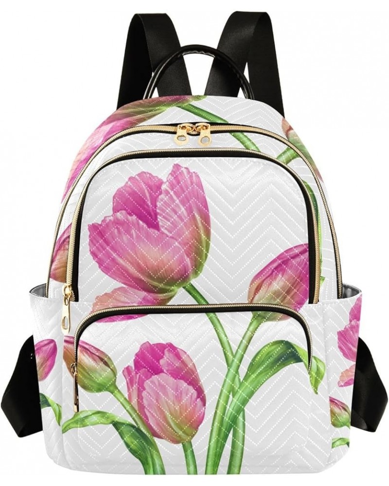 Small Backpack for Women Travel Bag Tulip Flower Daypack Purse Fashion Shoulder Bag Rucksack Small B584 $11.70 Backpacks