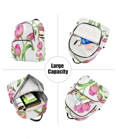 Small Backpack for Women Travel Bag Tulip Flower Daypack Purse Fashion Shoulder Bag Rucksack Small B584 $11.70 Backpacks