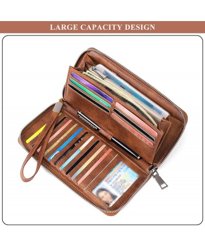 Women's RFID Blocking Long Wallet Large Capacity Wrist Strap Clutch Bag PU Leather Change Purse with ID Window Green $21.92 W...