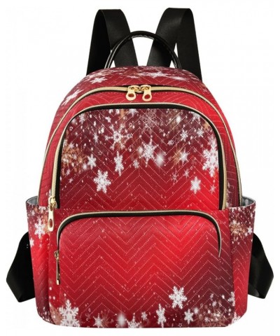 Snowflakes Stars Red Women Backpack Purse Ladies Fashion Shoulder Bag Daypack Travel Bag 10L Medium $14.35 Backpacks