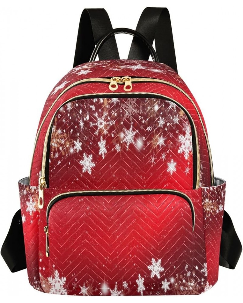 Snowflakes Stars Red Women Backpack Purse Ladies Fashion Shoulder Bag Daypack Travel Bag 10L Medium $14.35 Backpacks