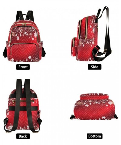 Snowflakes Stars Red Women Backpack Purse Ladies Fashion Shoulder Bag Daypack Travel Bag 10L Medium $14.35 Backpacks