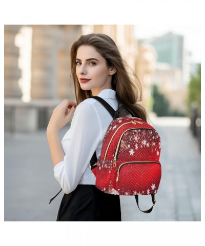 Snowflakes Stars Red Women Backpack Purse Ladies Fashion Shoulder Bag Daypack Travel Bag 10L Medium $14.35 Backpacks