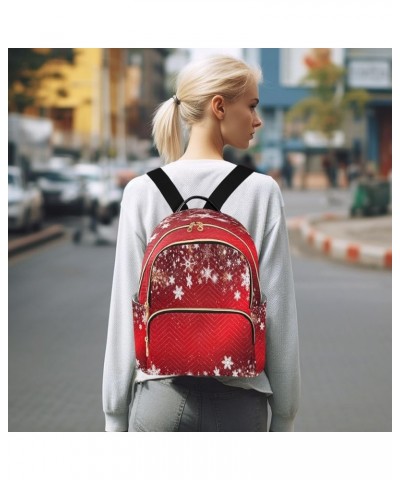 Snowflakes Stars Red Women Backpack Purse Ladies Fashion Shoulder Bag Daypack Travel Bag 10L Medium $14.35 Backpacks