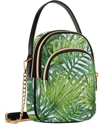 Small Crossbody Bags for Women Trendy Tropical Green Palm Leaf Travel Sling Bag Women's Crossbody Handbags Satchel Bags $14.2...