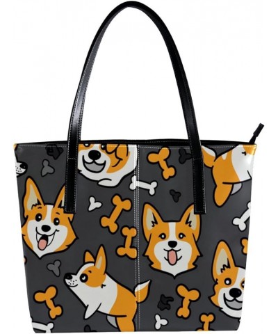 Tote Bag, Large Tote Bag, Tote Bag with Zipper, Cartoon Animal Puppy Bones, Womens Tote Bags for Work Design 7527 $24.93 Totes