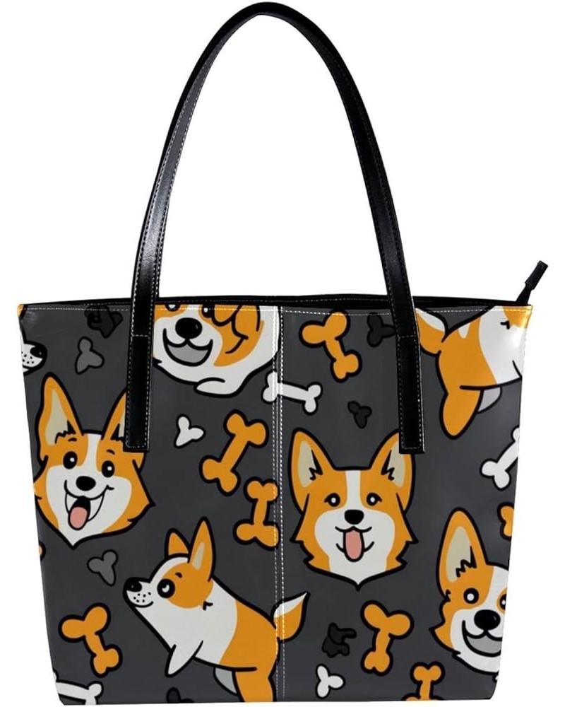 Tote Bag, Large Tote Bag, Tote Bag with Zipper, Cartoon Animal Puppy Bones, Womens Tote Bags for Work Design 7527 $24.93 Totes