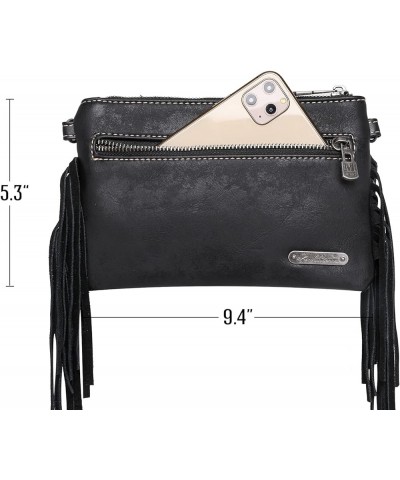 Western Purse for Women Crossbody Bag Wristlet Clutch Purse E-classic Black $16.80 Crossbody Bags