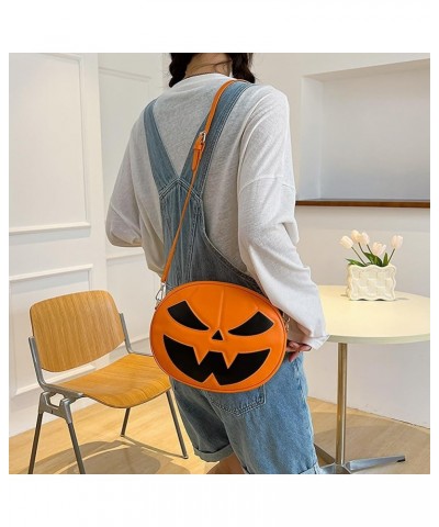 Women Halloween Crossbody Purse Pumpkin Cell Phone Purse Zipper Messenger Bag Cute Halloween Pumpkin Candy Bag E $10.85 Cross...