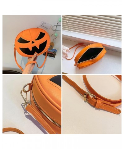 Women Halloween Crossbody Purse Pumpkin Cell Phone Purse Zipper Messenger Bag Cute Halloween Pumpkin Candy Bag E $10.85 Cross...