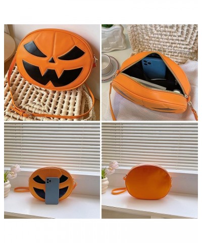 Women Halloween Crossbody Purse Pumpkin Cell Phone Purse Zipper Messenger Bag Cute Halloween Pumpkin Candy Bag E $10.85 Cross...