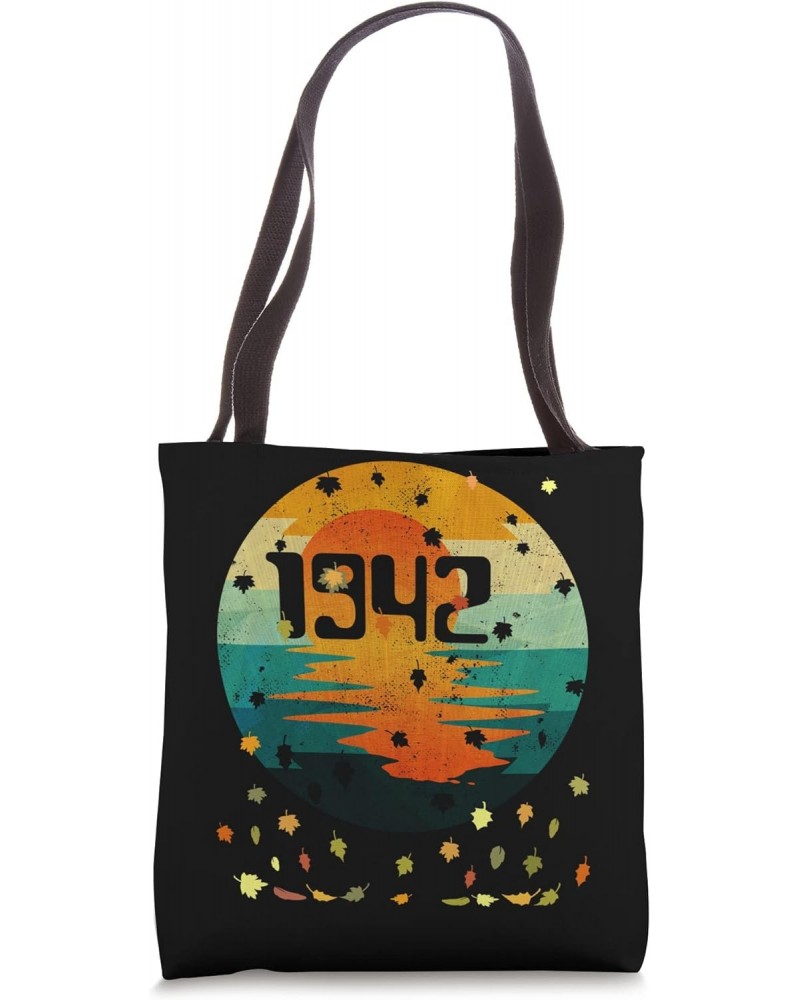 1942 Tee 80 Year Old Retro Autumn Fall Leaves 80th Birthday Tote Bag $10.73 Totes