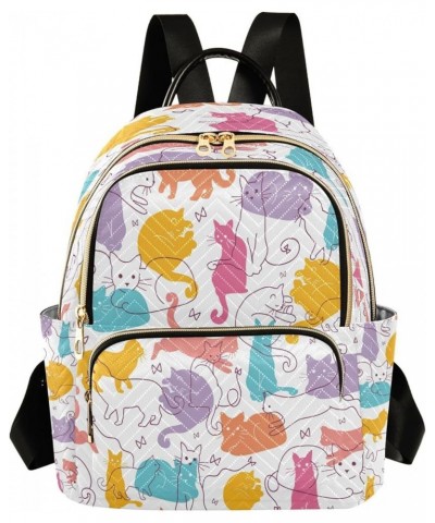 Fashion Backpack Mini Backpack Purse Casual Daily Backpack Colorful Cat for Travel for College Work Small $15.30 Backpacks