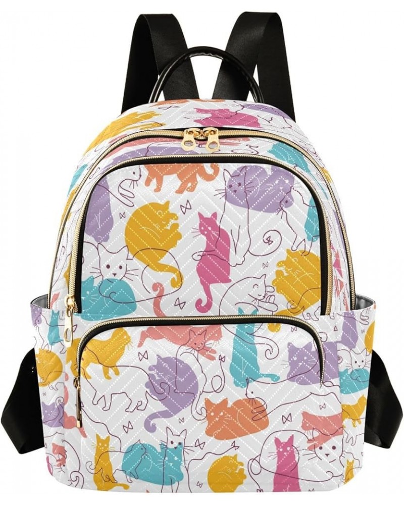 Fashion Backpack Mini Backpack Purse Casual Daily Backpack Colorful Cat for Travel for College Work Small $15.30 Backpacks