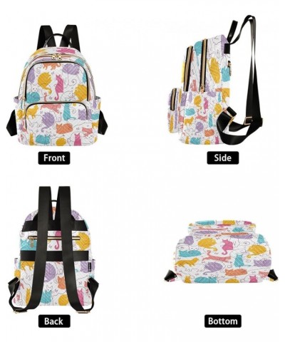 Fashion Backpack Mini Backpack Purse Casual Daily Backpack Colorful Cat for Travel for College Work Small $15.30 Backpacks