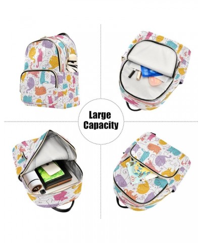 Fashion Backpack Mini Backpack Purse Casual Daily Backpack Colorful Cat for Travel for College Work Small $15.30 Backpacks