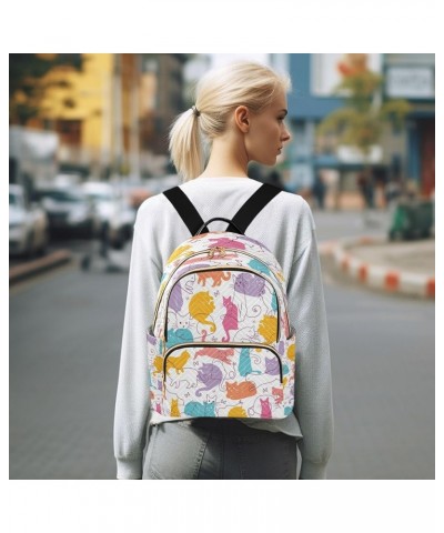 Fashion Backpack Mini Backpack Purse Casual Daily Backpack Colorful Cat for Travel for College Work Small $15.30 Backpacks