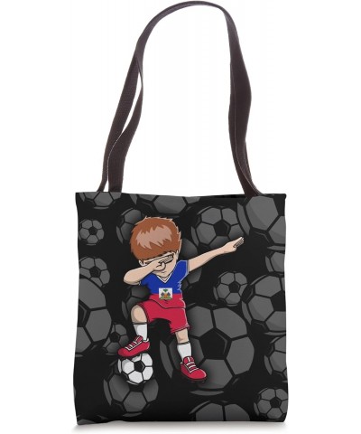 Dabbing Soccer Boy Haiti Jersey Haitian Football Fans Sport Tote Bag $10.27 Totes