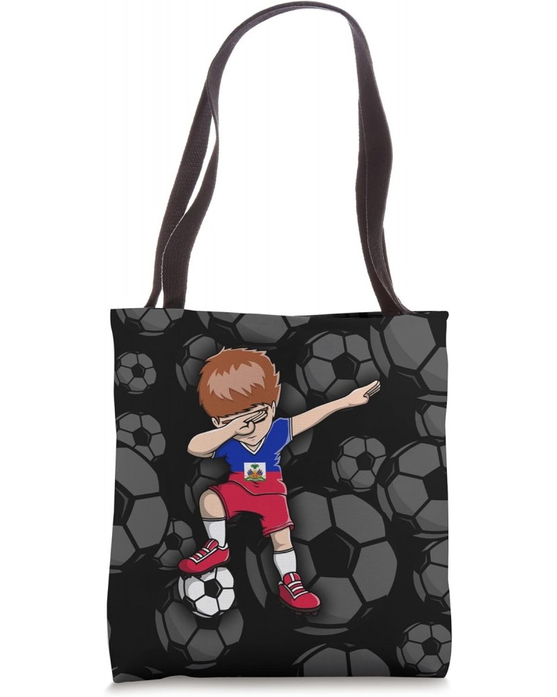 Dabbing Soccer Boy Haiti Jersey Haitian Football Fans Sport Tote Bag $10.27 Totes