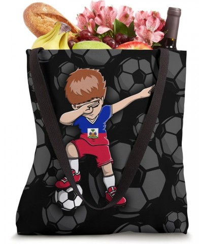 Dabbing Soccer Boy Haiti Jersey Haitian Football Fans Sport Tote Bag $10.27 Totes