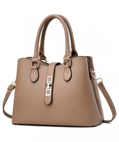 Women's Tote Bag Crossbody PU Leather BagTop Handle Satchel Shoulder Bags (Green-B) Khaki $28.55 Totes