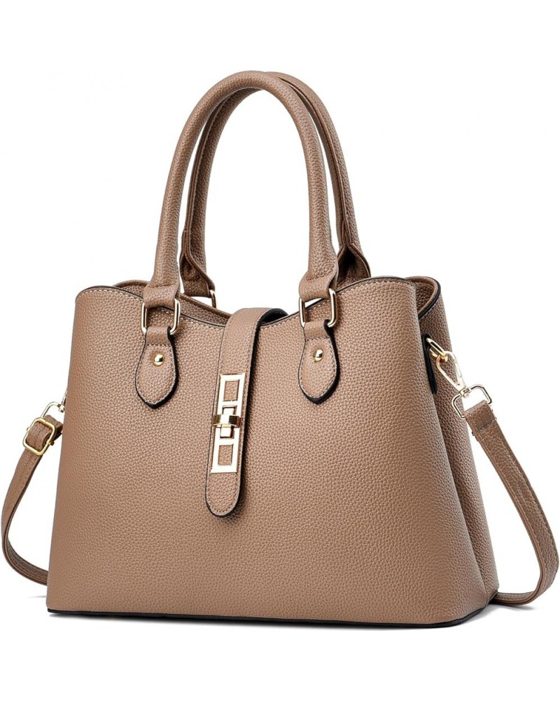 Women's Tote Bag Crossbody PU Leather BagTop Handle Satchel Shoulder Bags (Green-B) Khaki $28.55 Totes