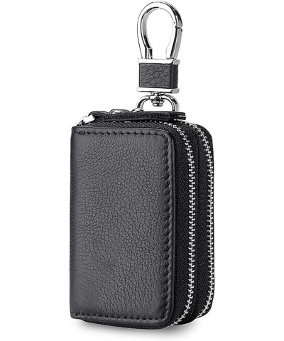 Genuine Leather Car Key Fob Case Holder, Double Zipper Key Case Bag with Metal Hook (Brown) Black $12.94 Totes