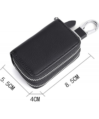 Genuine Leather Car Key Fob Case Holder, Double Zipper Key Case Bag with Metal Hook (Brown) Black $12.94 Totes