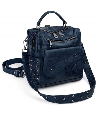 Women Studded Backpack Purse PU Leather Convertible Ladies Rucksack Zipper Pocket Crossbody Shoulder Bag Black 0889 Blue $24....