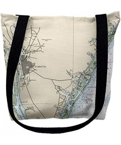 TY11539WBM 16 x 16 in. Wilmington Wrightsville Beach North Carolina Nautical Map Tote Bag - Medium Black $16.14 Totes