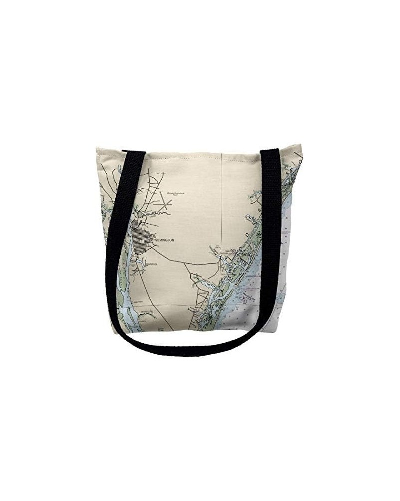 TY11539WBM 16 x 16 in. Wilmington Wrightsville Beach North Carolina Nautical Map Tote Bag - Medium Black $16.14 Totes