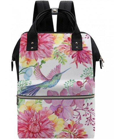 Floral Pattern Travel Backpack Mommy Bag for Women, Casual Daypack Backpack, Handbag Black $21.20 Backpacks