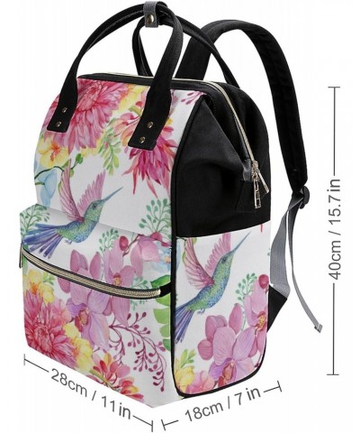 Floral Pattern Travel Backpack Mommy Bag for Women, Casual Daypack Backpack, Handbag Black $21.20 Backpacks