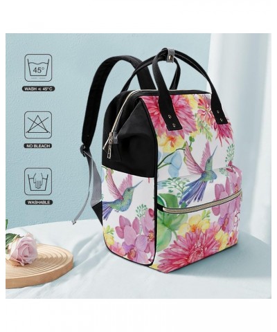 Floral Pattern Travel Backpack Mommy Bag for Women, Casual Daypack Backpack, Handbag Black $21.20 Backpacks