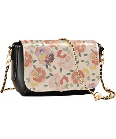 Watercolor Flowers Medium Crossbody Purses Womens Waterproof Black Bag with Credit Card Slots Sport Sling Bag $22.39 Crossbod...