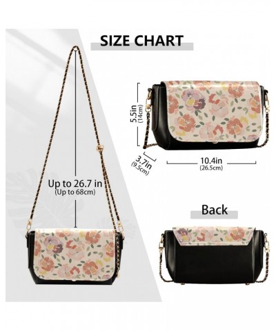 Watercolor Flowers Medium Crossbody Purses Womens Waterproof Black Bag with Credit Card Slots Sport Sling Bag $22.39 Crossbod...