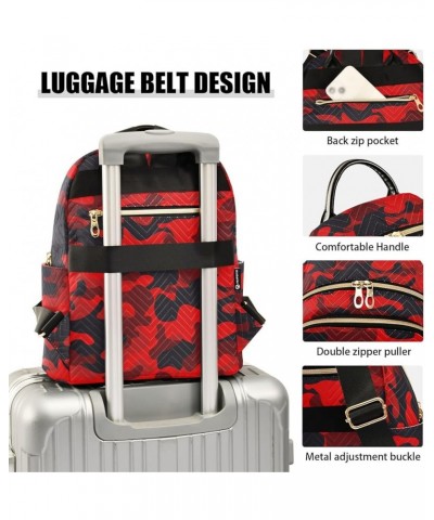 Red Camo Backpack Purse for Women Small Mini Women's Fashion Backpack with Double Zipper Weekend Bag,M Medium $15.75 Backpacks