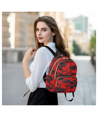 Red Camo Backpack Purse for Women Small Mini Women's Fashion Backpack with Double Zipper Weekend Bag,M Medium $15.75 Backpacks