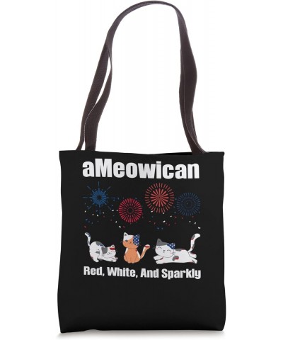 Ameowican red, white, and sparkly 4th of July Tote Bag $16.51 Totes